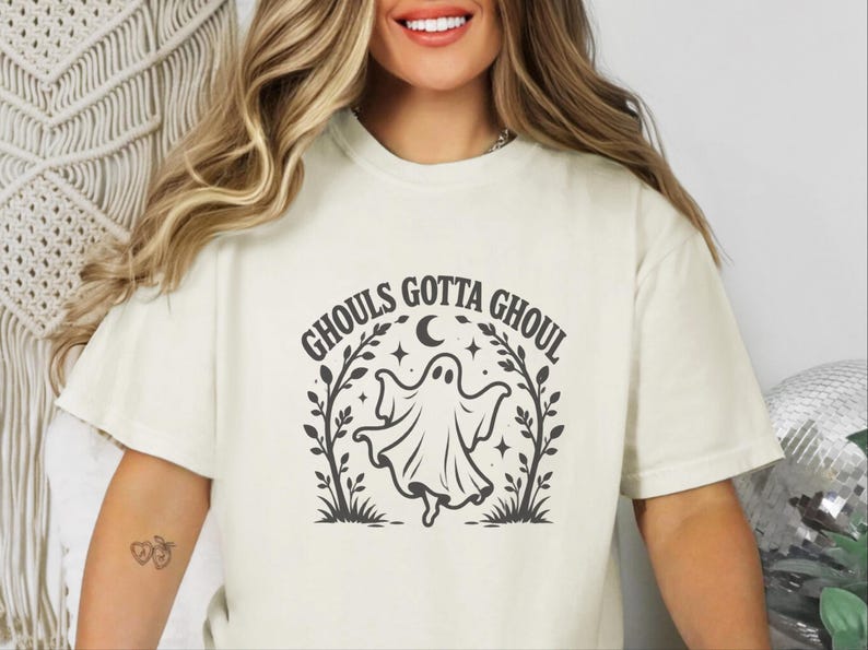 Halloween Ghost Shirt, Ghouls Gotta Ghoul Shirt, Spooky Season Tee, Cute Ghost T Shirt, Vintage Halloween Women Shirt, Witchy Vibes Shirt image 3