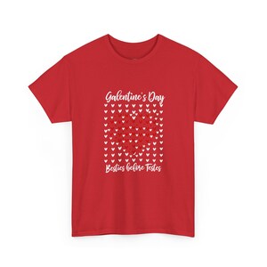 Galentine and #39;s Day Besties Before Testes Anti Valentine Tee, Funny Heart Mosaic Graphic Shirt for Women, Sarcastic Friend Gift zdjęcie 1