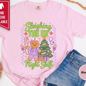 Er Nurse Christmas Shirt, Gingerbread Nurse Gift, Emergency Room Tee, Sleighing The Er Night Shift, Christmas Scrub Top, Nurse Holiday Gift image 8
