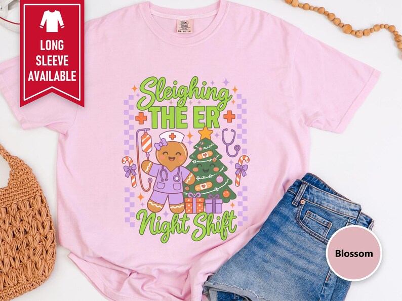 Er Nurse Christmas Shirt, Gingerbread Nurse Gift, Emergency Room Tee, Sleighing The Er Night Shift, Christmas Scrub Top, Nurse Holiday Gift image 8