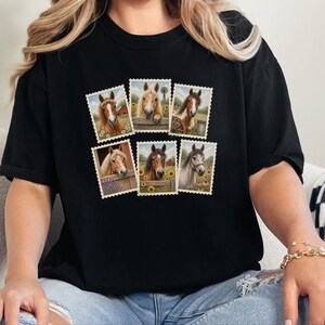 Vintage Horse Stamp Shirt, Equestrian Girl Gift, Vintage Horse Print Tee, Farm Girl Shirt, Horse Lover Gift image 2