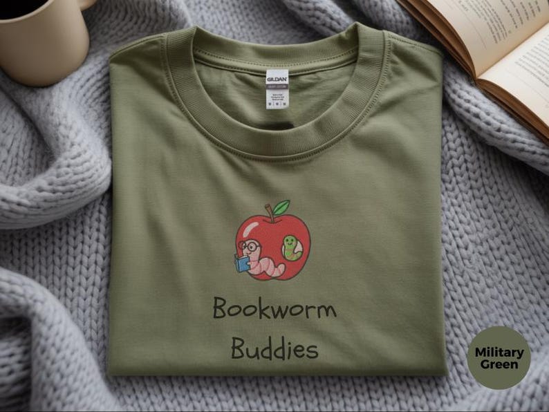 Bookworm Buddies Digital Print | Funny Reading Squad and Book Lover Gift | Aesthetic Bookish Design Looks Like Embroidery PNG SVG Art afbeelding 6