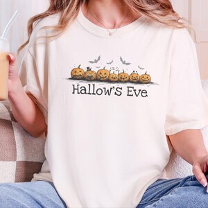 Comfort Colors Retro Monster Tee, Spooky Pumpkins Hallow and #39;s Eve Shirt, Vintage Bat Art Print, Jack O Lantern Fall Graphic T-Shirt image 5