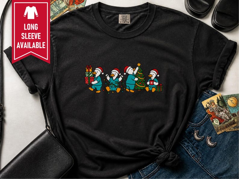 Christmas Scrub Top, Holiday Duck Shirt, Nurse Christmas Gift, Medical Staff Tee, Festive Doctor Sweater image 5