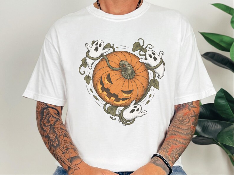 Camiseta de temporada espeluznante, camiseta de calabaza, calabaza de Halloween, camiseta de fantasma, camiseta para fiesta de Halloween, regalo de Halloween imagen 7