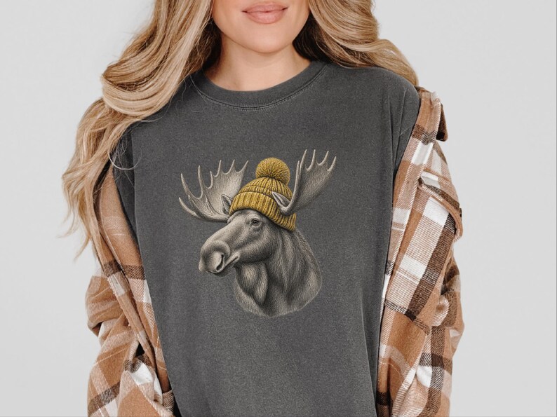 Moose Shirt, Moose Lover Gift, Vintage Animal Shirt, Wildlife Crewneck, Cabin Life Tee image 10