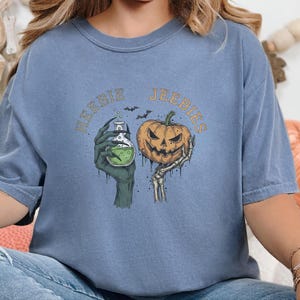 Comfort Colors Halloween Potion Heebie Jeebies Shirt, Witchy Skeleton Hands Tee, Jack O Lantern Spooky Season, Gothic Vintage Fall Graphic image 4