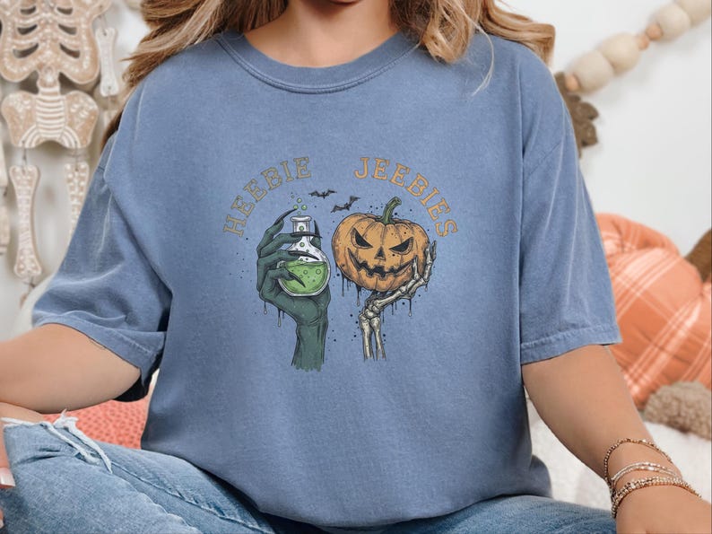 Comfort Colors Halloween Potion Heebie Jeebies Shirt, Witchy Skeleton Hands Tee, Jack O Lantern Spooky Season, Gothic Vintage Fall Graphic image 4