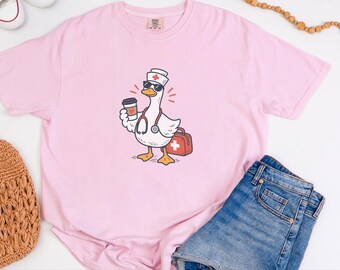 Funny Duck Nurse Shirt, Goofy Goose Nurse Gift, ER Nurse Tee, Silly Goose Shirt, Registered Nurse T Shirt