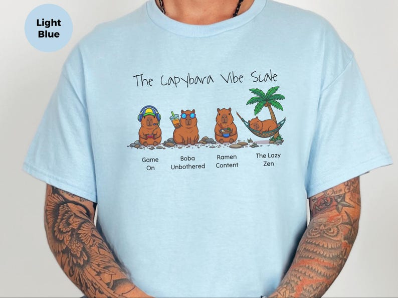 Capybara Gaming Shirt, Vibe Scale Gamer Boba Ramen Relaxing Tee, Level Up Tee | Funny Boba Tea, Japanese Ramen Lover, Youth Birthday Gift image 8