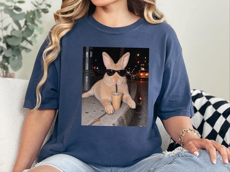 Funny Rabbit Shirt, Iced Coffee Lover Gift, Cool Bunny Mom Shirt, Funny Animal Gift, Rabbit Dad Gift image 10