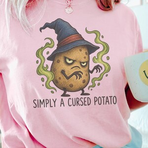 Aardappelshirt, grappig aardappelcadeau, tovenaars-T-shirt, weirdcore-shirt, magisch tovenaarsshirt, vervloekte aardappeltovenaar afbeelding 6