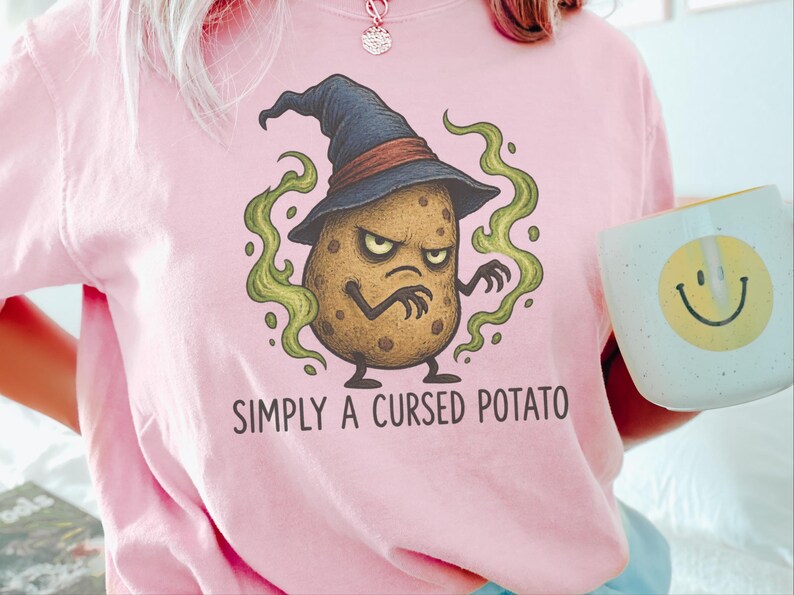Aardappelshirt, grappig aardappelcadeau, tovenaars-T-shirt, weirdcore-shirt, magisch tovenaarsshirt, vervloekte aardappeltovenaar afbeelding 6