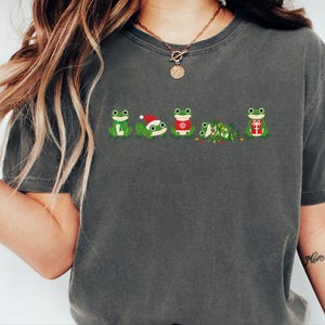 Christmas Frog Shirt, Frog Christmas Gift, Cute Frog Tee, Funny Christmas Shirt, Holiday Animal T Shirt image 4