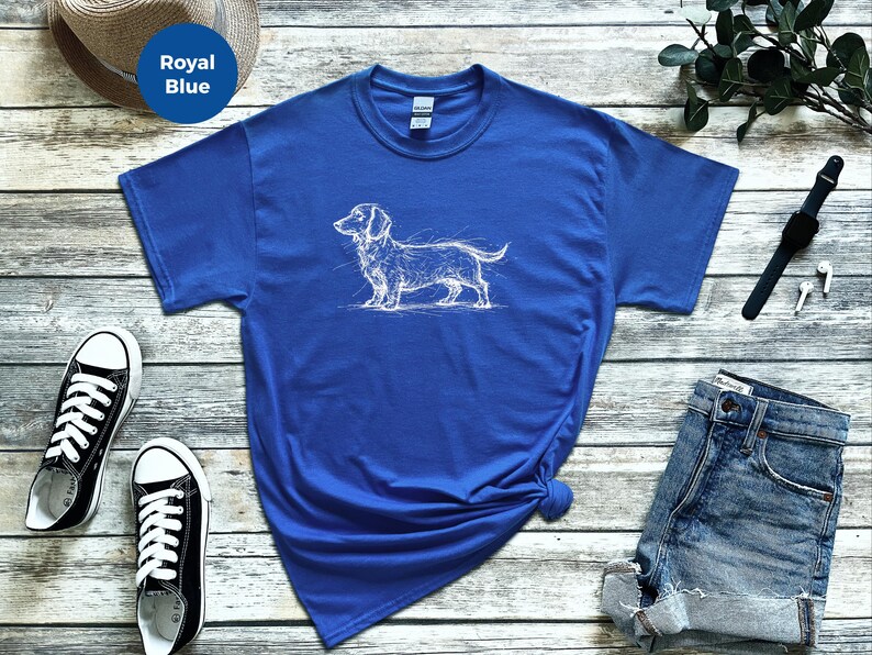 Camiseta con dibujo de perro salchicha / Camiseta de perro salchicha, regalo para amantes de los perros salchicha, ropa para perros salchicha imagen 3