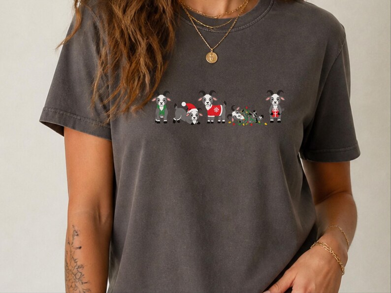 Christmas Goat Shirt, Christmas Goat Gift, Farm Animal Christmas Tee, Goat Lover Shirt, Christmas Farm Shirt image 10