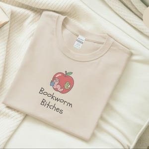 Funny Feminist Bookworm Shirt, Bookworm Bitches Reading Humor Digital Print PNG, Faux Embroidery Design, Booktok Reader Gift image 4