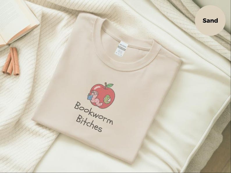 Funny Feminist Bookworm Shirt, Bookworm Bitches Reading Humor Digital Print PNG, Faux Embroidery Design, Booktok Reader Gift image 4