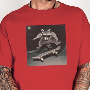 Urban Fashion Look Raccoon, Funny Skatepark Tee | Raccoon At The Skatepark, 90s Skater Gift | Trash Panda Live Fast Eat Trash Retro T-shirt image 8
