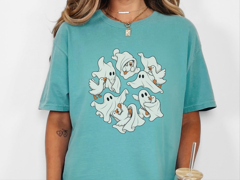 ゴーストグースシャツ、おもしろグースTシャツ、おもしろゴーストハロウィンTシャツ、不気味な季節のギフト、農場動物好きのためのトップス 画像 8