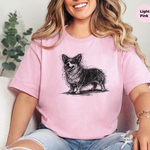 Corgi Shirt, Pembroke Welsh Corgi Sketch Tee, Loaf Dog Apparel, Cute Dog Art image 2