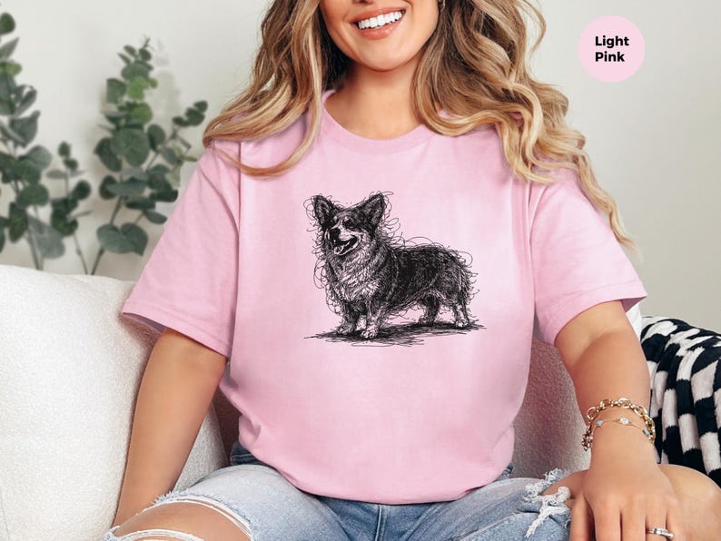 Corgi Shirt, Pembroke Welsh Corgi Sketch Tee, Loaf Dog Apparel, Cute Dog Art image 2