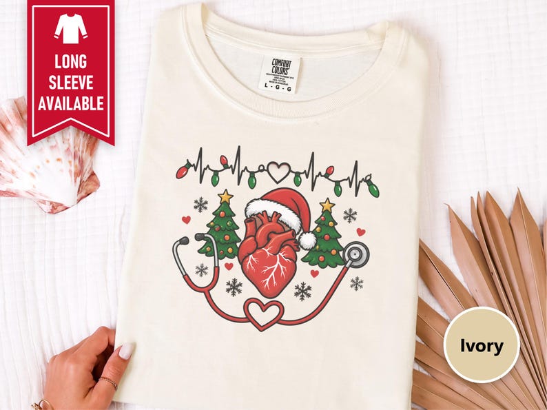 Christmas Nurse Shirt, Cardiac Nurse Christmas Gift, Cardiology Nurse Tee, Heart Anatomy Shirt, Telemetry Tech Shirt, Festive Nurse Top imagen 10