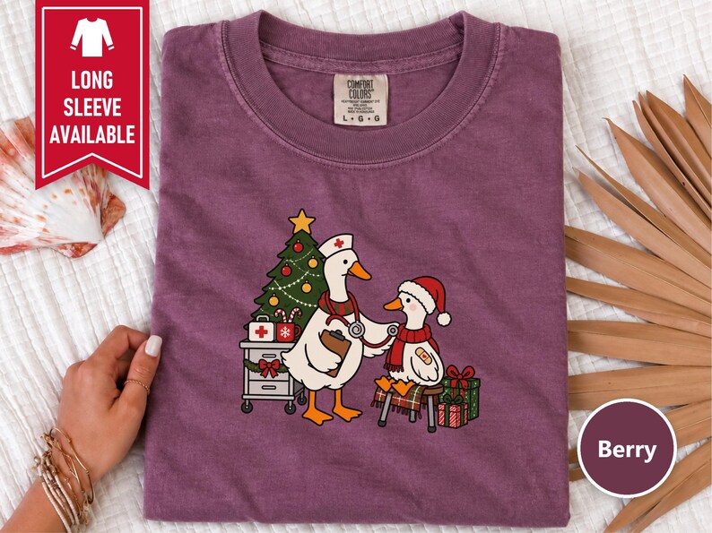 Pediatric Nurse Shirt, Christmas Nurse Gift, Nurse Goose Shirt, Pediatric Nurse Tee, Christmas Goose Shirt, Holiday Healthcare Shirt image 7