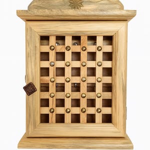Rustic Wooden Key Cabinet: Wall Mounted Farmhouse Organizer