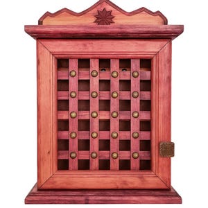 Rustic Wooden Key Cabinet: Wall Mounted Farmhouse Entryway Organizer
