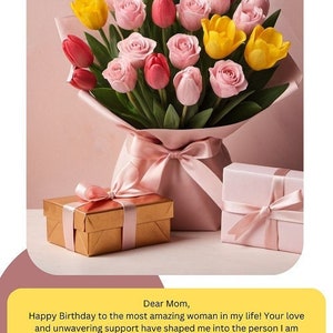 Modelo de cartão de aniversário exclusivo para esposa/mãe