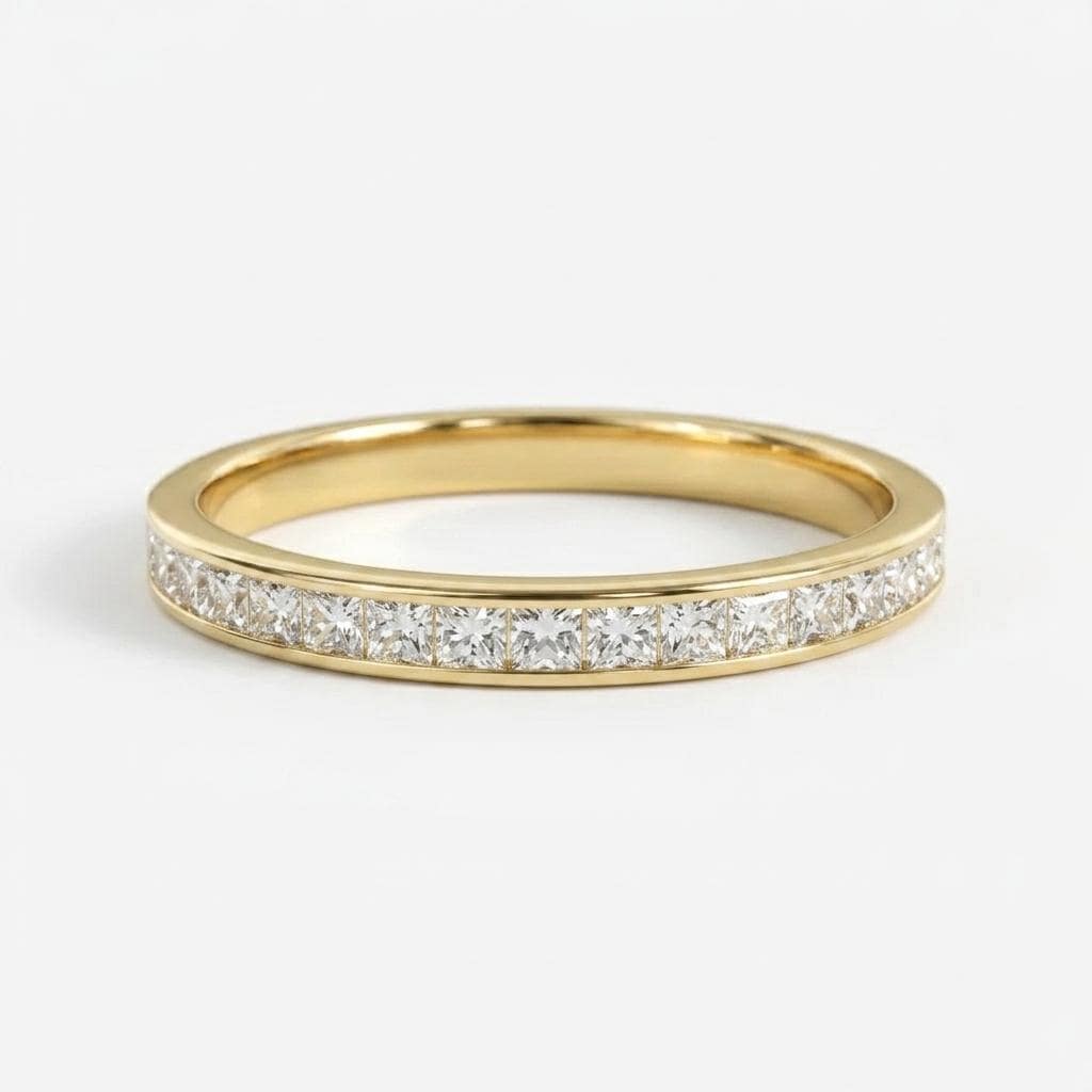 Princess Cut Moissanite Eternity Band | 14K Solid Gold Wedding Ring ...