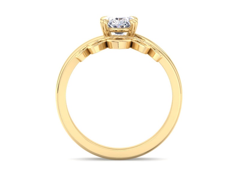 Anello di fidanzamento ovale in Moissanite con set di anelli di fidanzamento vintage unici in oro rosa, anello solitario da donna, anello di fidanzamento nuziale con diamanti immagine 4