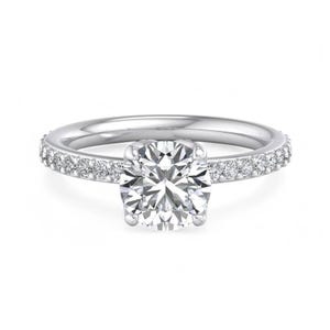 1.50ct Round Engagement Ring, Round cut Moissanite engagement ring, moissanite hidden halo ring, Round Moissanite Ring, Anniversary Gift