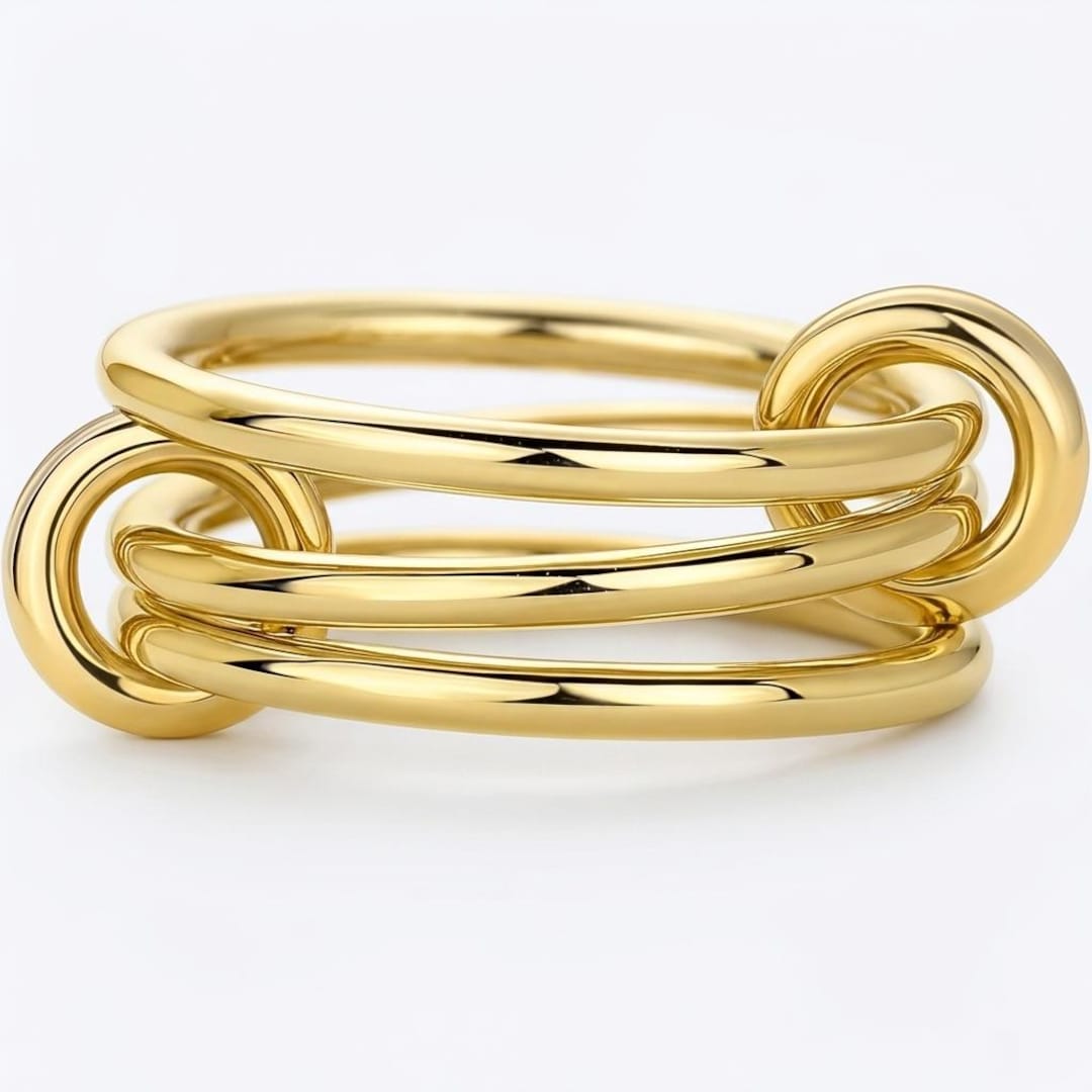 Stcakable Inerlockign Rings 14K Gold & Silver Interlocking Band Ring | Two Tone Stackable Rings for ...
