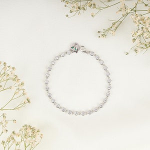 Tennis Bracelet, Gold Tennis Bracelet, Moissanite Tennis Bracelet, Dainty Bracelet, Diamond Bracelet, Gift for Her, Minimalist Bracelet