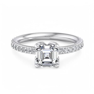 1.50CT Asscher Cut Moissanite Engagement Ring Proposal Wedding Ring Bridal Matching Ring Anniversary Ring Vintage Promise Ring gift