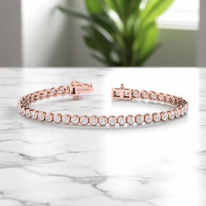 5.00CT Round Brilliant Diamond Tennis Bracelet |Dainty Bezel Set Moissanite Bracelet|Anniversary Bridal Bracelet|Gift for Wife or Girlfriend