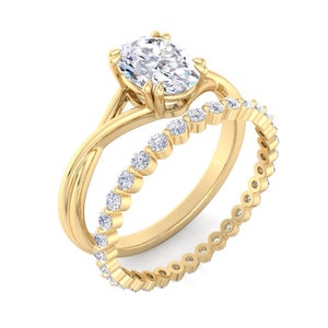 2.00CT Oval Cut Moissanite Diamond Engagement Ring set 14K 18K White Gold Hidden Halo Ring Gift For Her Anniversary Ring Wedding Gift image 5