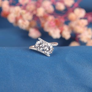 Toi et Moi-ring verlovingsring, beloftering, verlovingsring, twee stenen ring, trouwring, jubileumcadeau, cadeau voor haar, ring goud