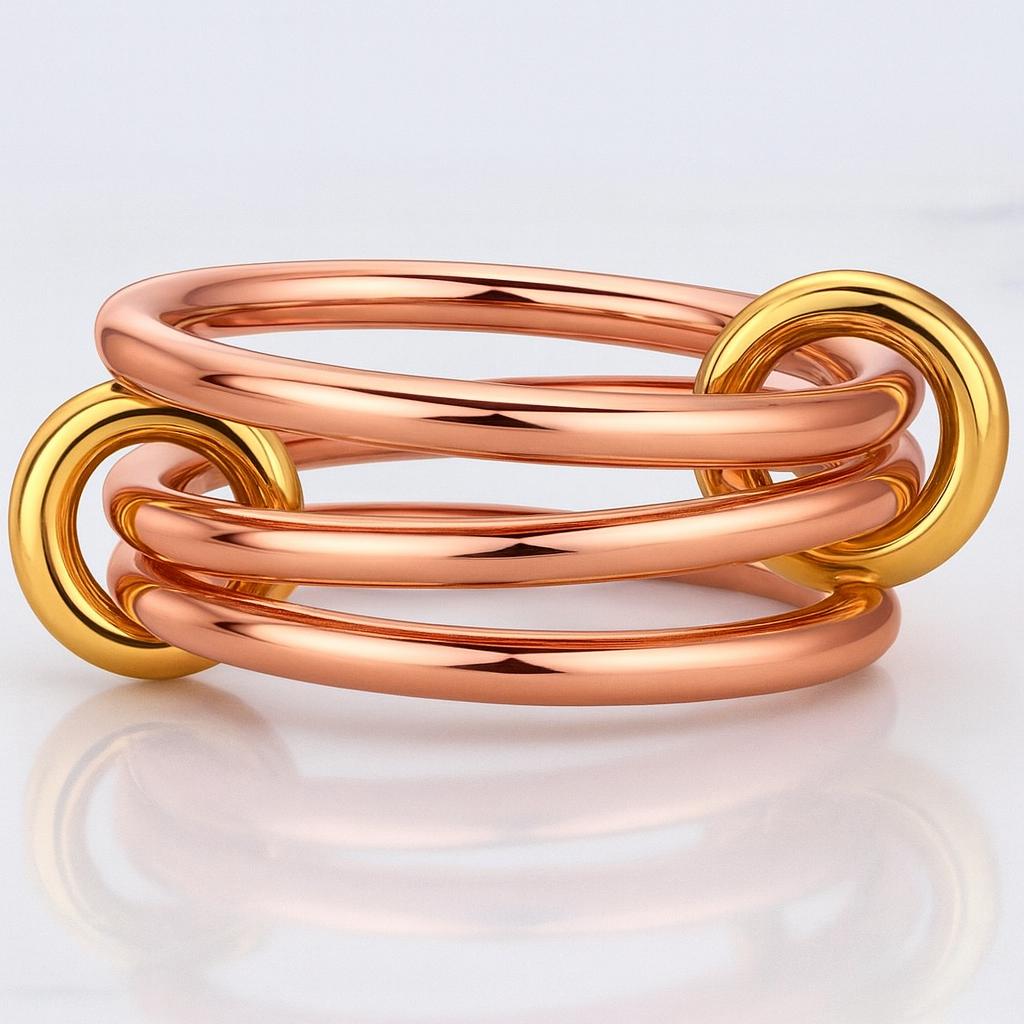 Stcakable Inerlockign Rings 14K Gold & Silver Interlocking Band Ring | Two Tone Stackable Rings for ...