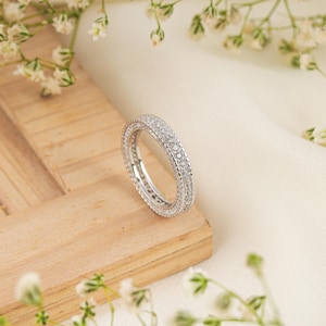 Minimalist Diamond Band in Gold, Wedding Band, Engagement Ring, Promise Ring, Wedding Jewelry for Brides,Eternity Basic Ring,ring Gift