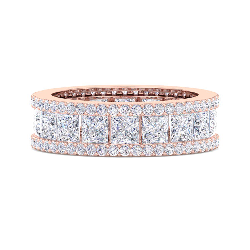 14K Gold Princess Cut Diamond Eternity Band Ring | Wide Diamond Wedding ...