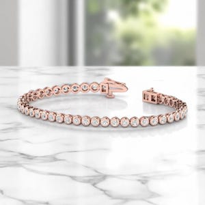 Bezel Set Moissanite Diamond Tennis Bracelet |Round Diamond Tennis Bracelet | Elegant Gift for Her |Anniversary, Wedding, Bridesmaid Jewelry