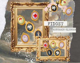 Fantasy Fidget Clicker Set - Drangon-Buch-Schmetterling-Pilz-Schwert