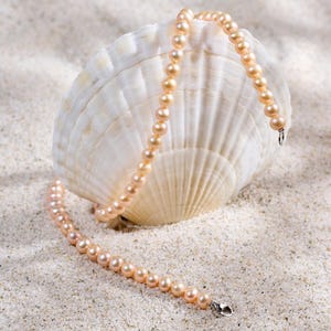 MYSOYA Pink Pearl Necklace 5–6mm | Silvery Clasp | Personalized Gift for Her | Birthday, Wedding Jewelry | Handmade with Love & Time