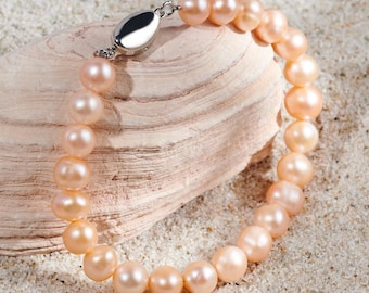 Pink Freshwater Pearl Bracelet: Handmade Elegant Jewelry, Gift Ready,S003