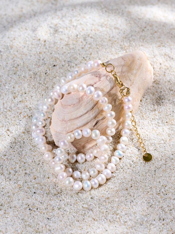 White Freshwater Pearl Necklace: Elegant Handmade Jewelry Gift