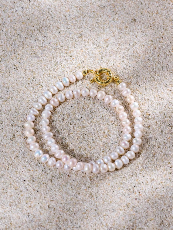 MYSOYA White Pearl Necklace 5-6mm Minimalist Jewelry for Daily