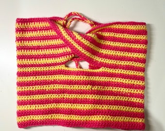 Crochet Summer Twist Tube Top, pink and yellow tube top, summer tube top, cute, crocheted tube top
